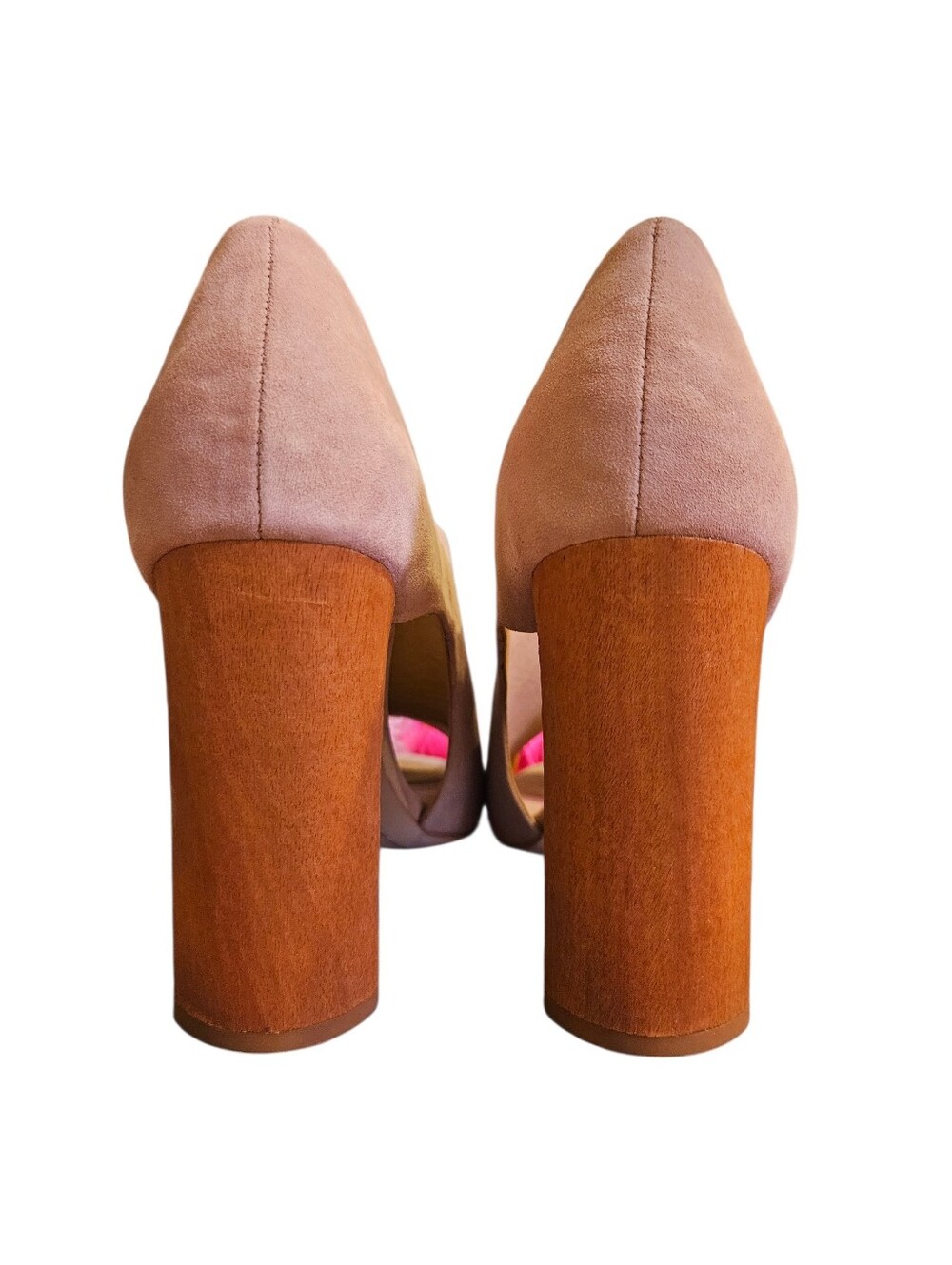 Splendid Serleena Suede Peep-Toe Block Heel Pump in Nude 8.5 - Picture 4 of 7